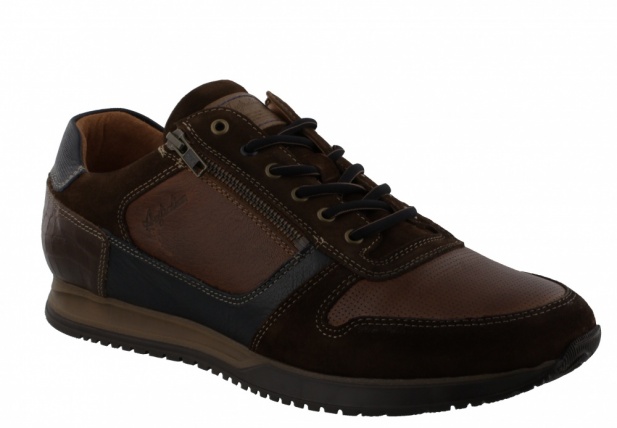 Australian Footwear BROWNING Leather H-Width Trainers Brown Blue